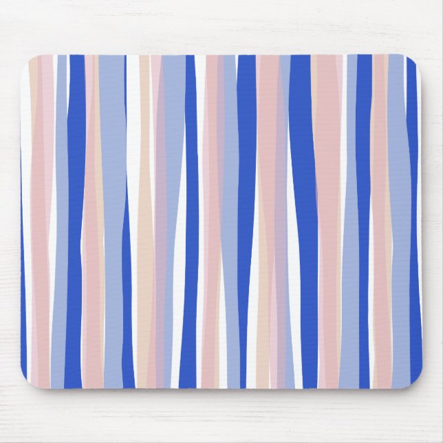 Summer beach blue pink beige stripes mouse pad (Front)