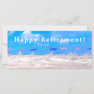 Summer Beach Blue White Happy Retirement Card