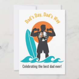 Summer Beach Body Dad Photo Silhouette Graphic Holiday Card