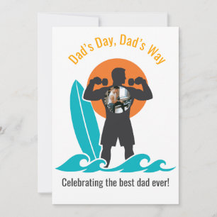 Summer Beach Body Dad Photo Silhouette Graphic Holiday Card