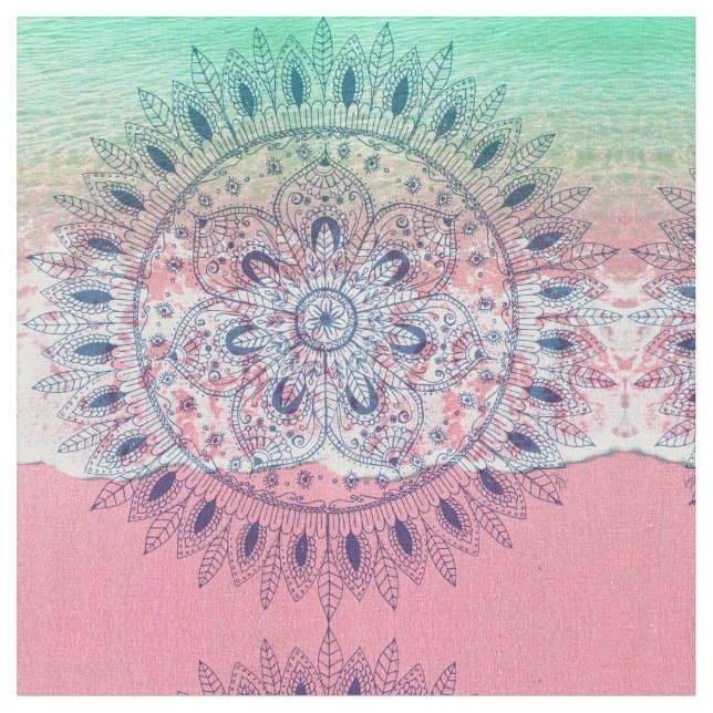 Summer beach bohemian mandala fabric (Close Up)