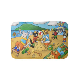 Summer Beach Cats Bath Mat