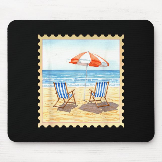 Summer Beach Chairs Under Umbrella Mouse Pad (Front)