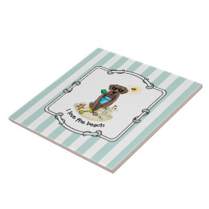 Summer Beach Chocolate Lab Dog Labrador Retriever Ceramic Tile