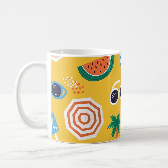 Summer Beach: Colourful Seamless Pattern Coffee Mug (Left)