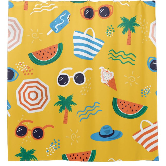 Summer Beach: Colourful Seamless Pattern Shower Curtain (Front)