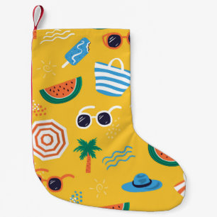 Summer Beach: Colourful Seamless Pattern Small Christmas Stocking