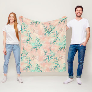 Summer Beach Coral Pattern Fleece Blanket