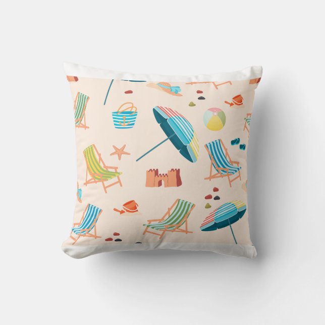 Summer Beach Day Outdoor Pillow (Front)