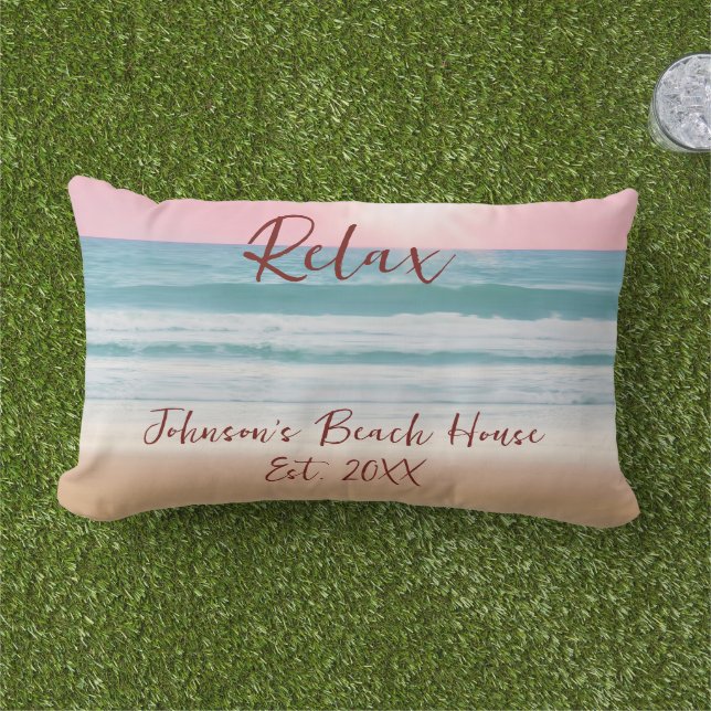 Summer Beach Design Create Your Own Custom Family  Lumbar Cushion (Grass)