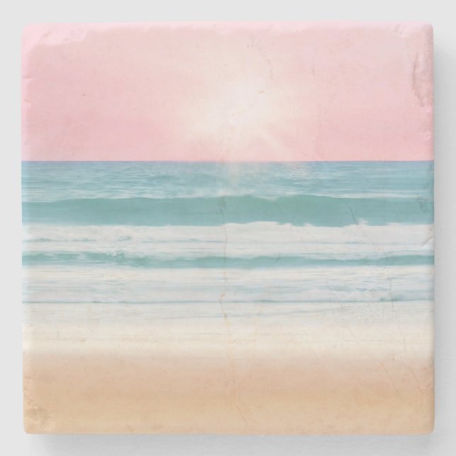 Summer Beach Design Stone Coasters (Front)