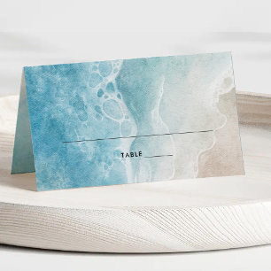 Summer Beach Destination Wedding Folded Place Card