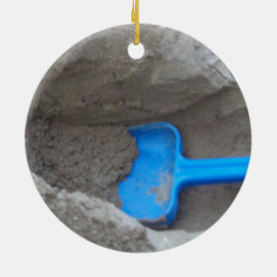 Summer Beach Digging Sand Shovel, Scoop, Playing Ceramic Tree Decoration