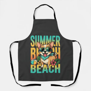 Summer Beach Dog Vacation Vector Apron