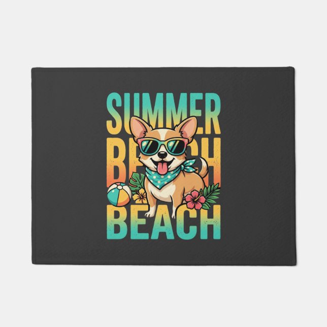 Summer Beach Dog Vacation Vector Doormat (Front)