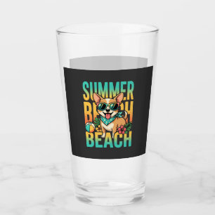 Summer Beach Dog Vacation Vector Glass