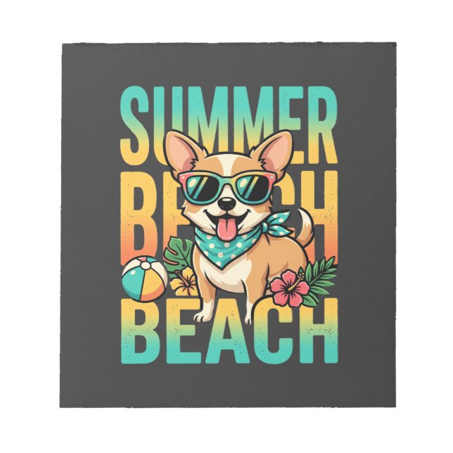 Summer Beach Dog Vacation Vector Notepad (Front)