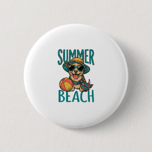 Summer Beach Dog Vintage Sunglasses Shirt Design_1 6 Cm Round Badge