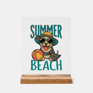 Summer Beach Dog Vintage Sunglasses Shirt Design_1 Acrylic Sign