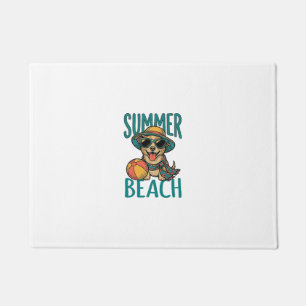 Summer Beach Dog Vintage Sunglasses Shirt Design_1 Doormat