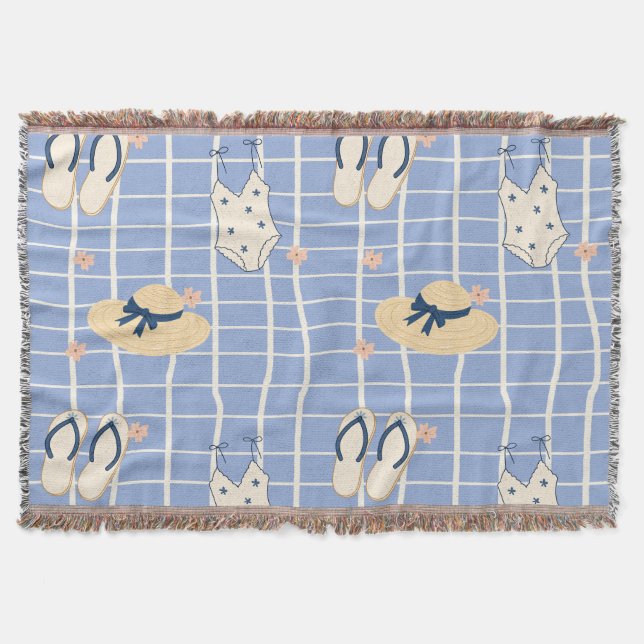 Summer Beach Essentials Pattern (1) Throw Blanket (Front)