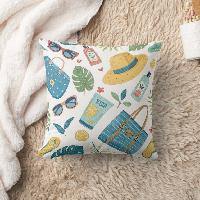 Summer Beach Essentials Pattern (2) Cushion (Blanket)