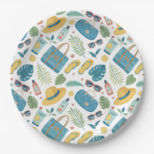 Summer Beach Essentials Pattern (2) Paper Plate