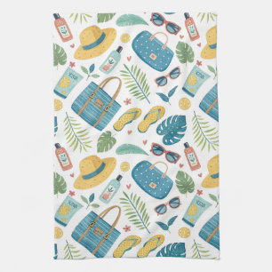 Summer Beach Essentials Pattern (2) Tea Towel
