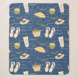 Summer Beach Essentials Pattern (3) Sherpa Blanket