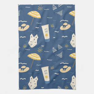 Summer Beach Essentials Pattern (4) Tea Towel