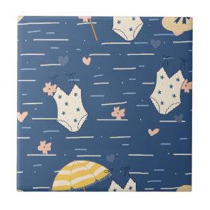 Summer Beach Essentials Pattern (5) Ceramic Tile