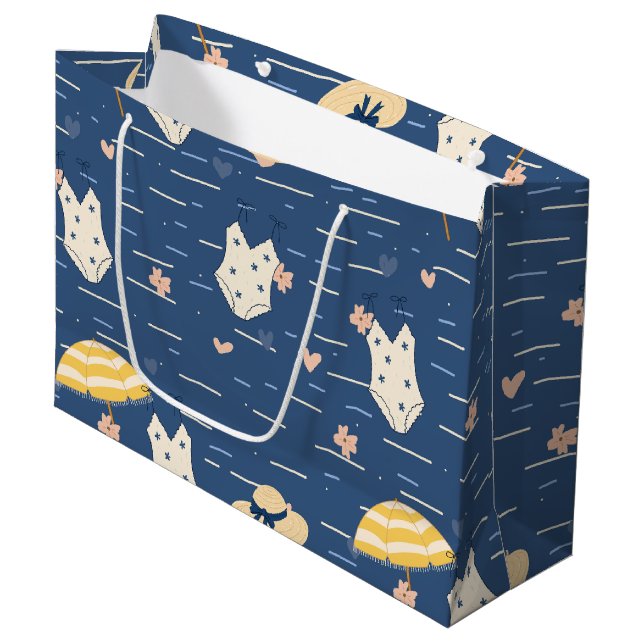 Summer Beach Essentials Pattern (5) Large Gift Bag (Front Angled)
