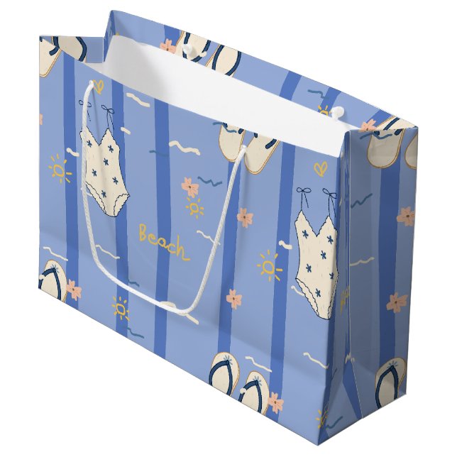 Summer Beach Essentials Pattern (6) Large Gift Bag (Front Angled)