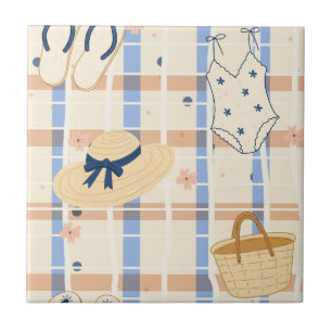 Summer Beach Essentials Pattern (7) Ceramic Tile