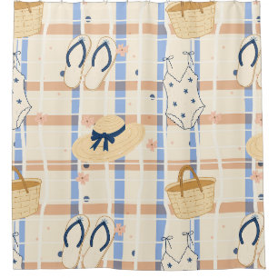 Summer Beach Essentials Pattern (7) Shower Curtain