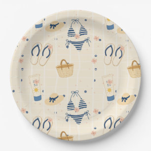 Summer Beach Essentials Pattern (8) Paper Plate