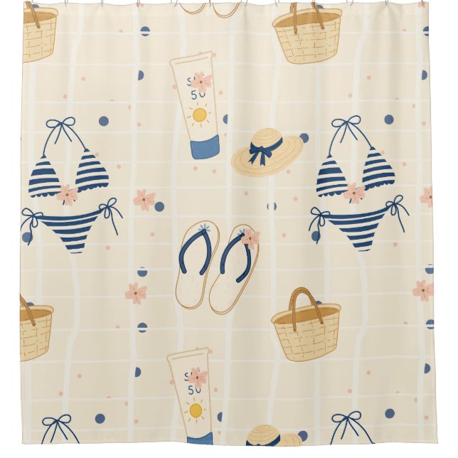 Summer Beach Essentials Pattern (8) Shower Curtain (Front)