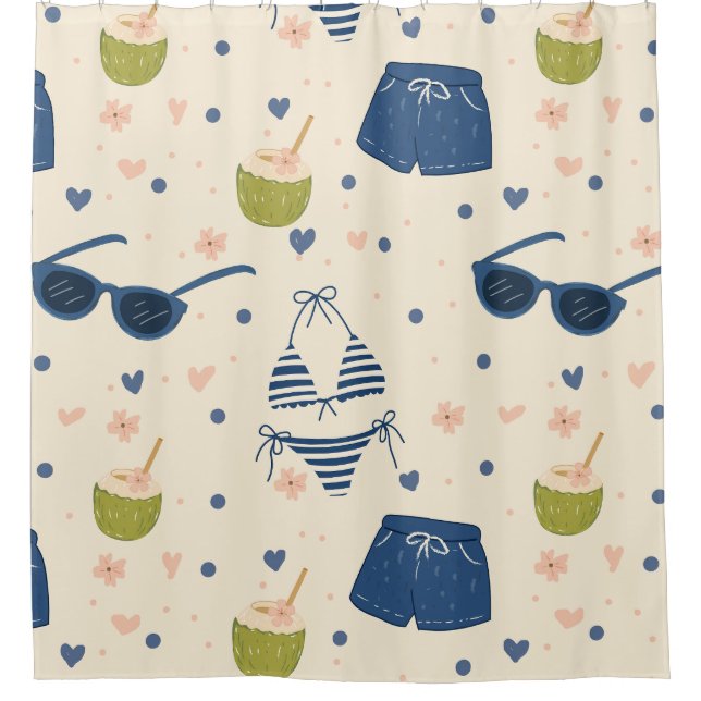 Summer Beach Essentials Pattern (9) Shower Curtain (Front)