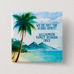 Summer Beach Family Reunion Aloha Gathering 15 Cm Square Badge