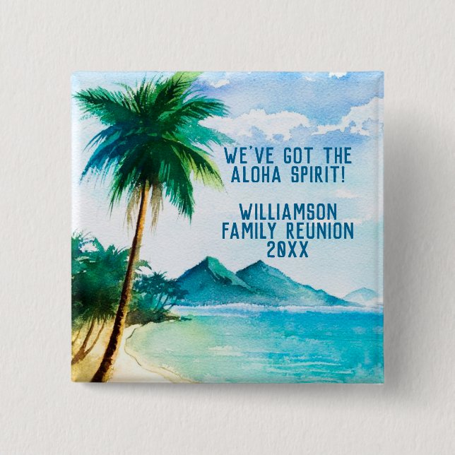 Summer Beach Family Reunion Aloha Gathering 15 Cm Square Badge (Front)