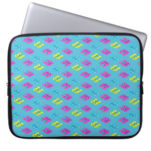 Summer beach flip flops on blue laptop sleeve