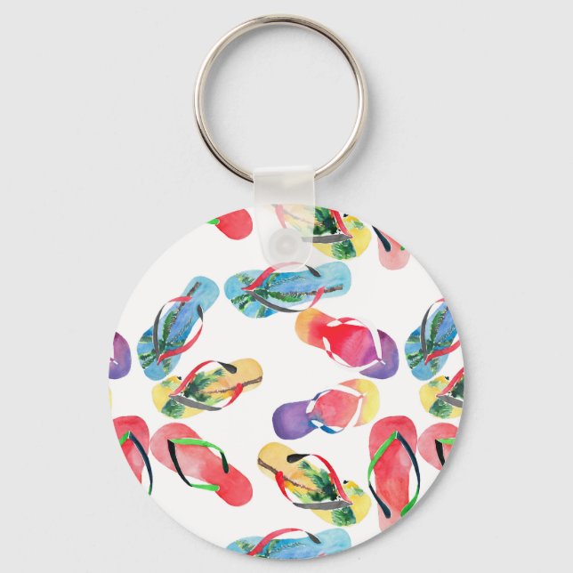 Summer Beach Flip Flops Pattern Key Ring (Front)