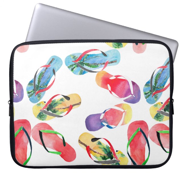 Summer Beach Flip Flops Pattern Laptop Sleeve (Front)