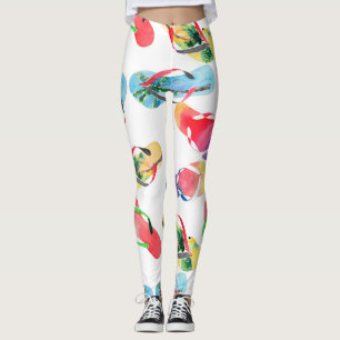Summer Beach Flip Flops Pattern Leggings