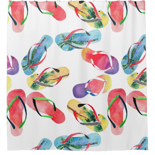 Summer Beach Flip Flops Pattern Shower Curtain (Front)