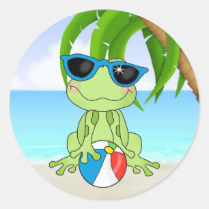 Summer Beach frog cartoon sticker