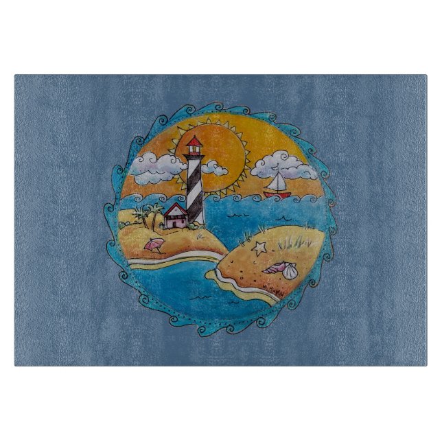 Summer beach fun sunny seashore coastal cutting board (Front)