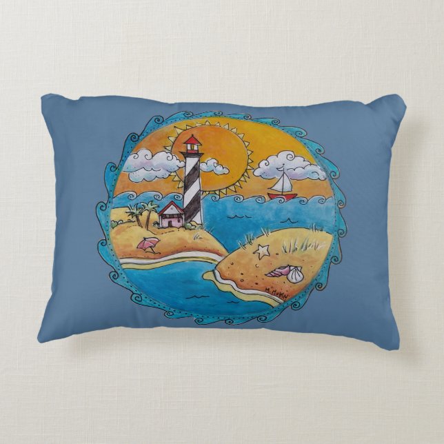 Summer beach fun sunny seashore coastal decorative cushion (Back)