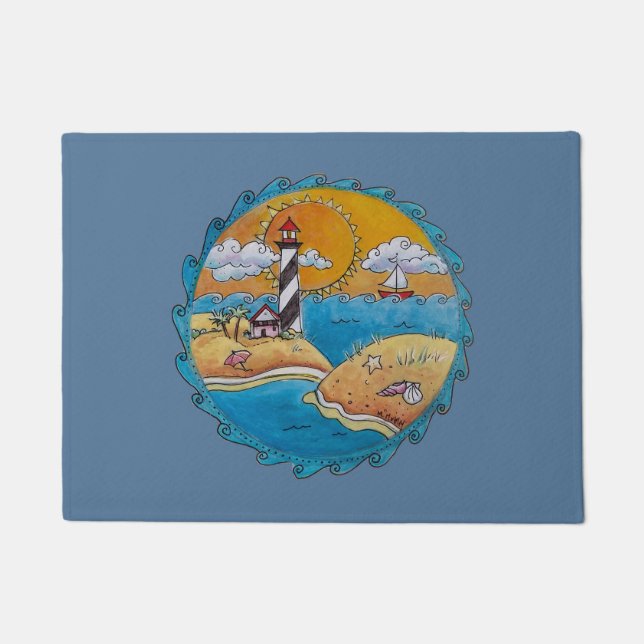 Summer beach fun sunny seashore coastal doormat (Front)