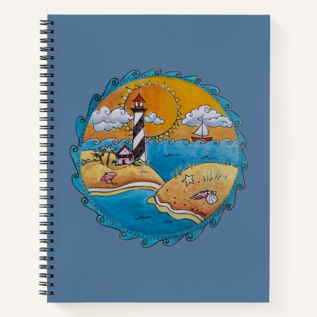Summer beach fun sunny seashore coastal notebook (Front)